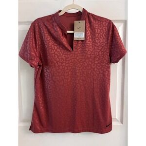 Nike Golf women's copper bronze leopard DRI-FIT polo shirt size Medium NWT